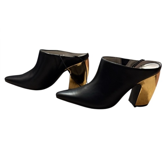 Women’s Black Western Inspired Pointed Toe Block Heeled  Mules - Picture 4 of 11